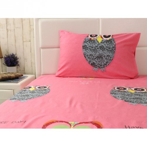 Комплект постельного белья без пододеяльника полуторный Руно Owl Розовый 12.137_Owl