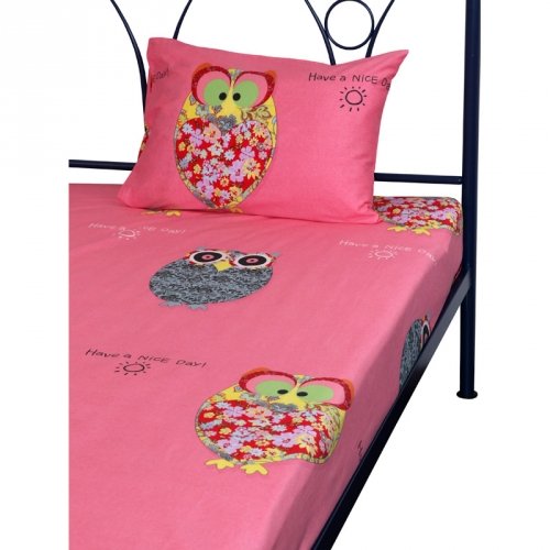 Комплект постельного белья без пододеяльника полуторный Руно Owl Розовый 12.137_Owl