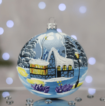 Новогодний шар на елку Santa Shop Пейзаж Симфонія №16 Синий 10 см 4820001005363