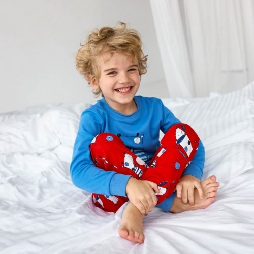 Пижама детская Bembi 1 - 1,5 лет Интерлок Сине-красный ПЖ53