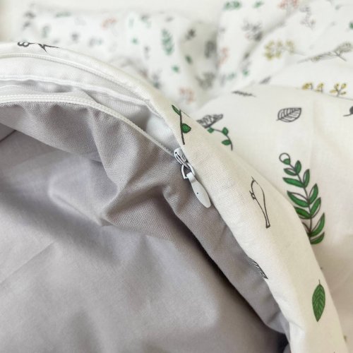 Детское постельное белье в кроватку Маленькая Соня Baby Mix Веточки Серый/Зеленый 0391444