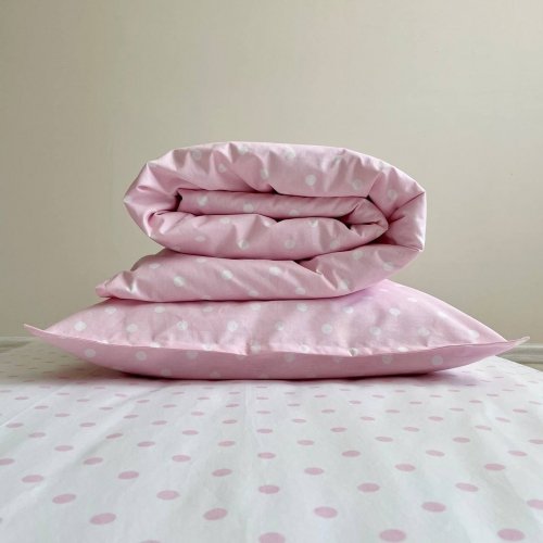Детское постельное белье ясли Маленькая Соня Горох на розовом Розовый 06105309