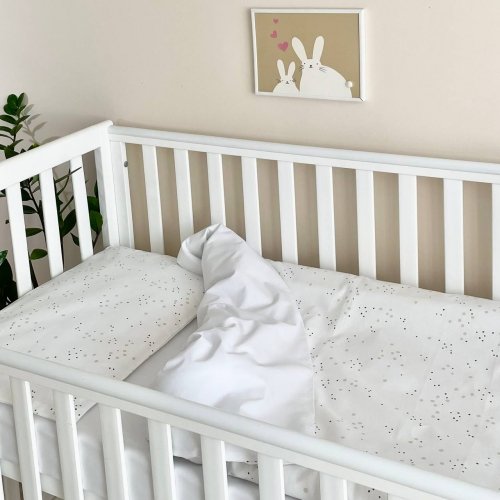 Детское постельное белье в кроватку Маленькая Соня Baby Mix Кляксы Белый/Бежевый 039139