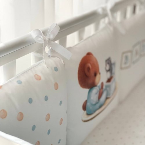Детское постельное белье и бортики в кроватку Маленькая Соня Art Design Baby Teddy голубой Голубой/Бежевый 0239107