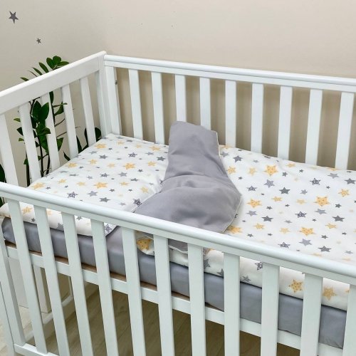 Детское постельное белье в кроватку Маленькая Соня фланель Старс серо-желтый Серый/Желтый 0365285