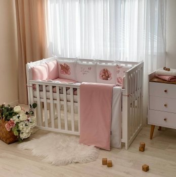 Детское постельное белье и бортики в кроватку Маленькая Соня Art Design Пионы Розовый 023980