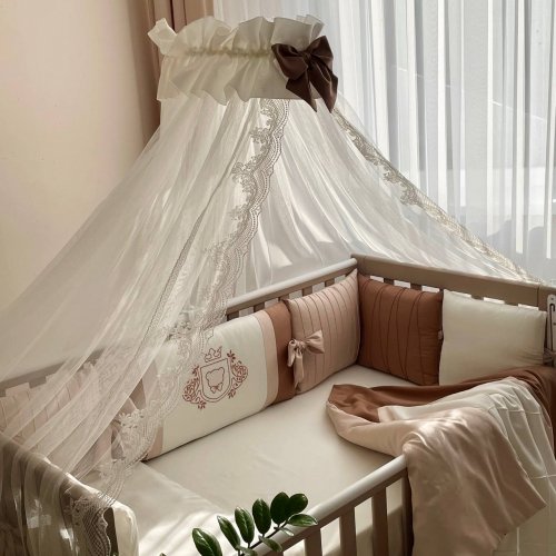 Детское постельное белье с балдахином и бортики в кроватку Маленькая Соня Royal шоколад Коричневый 016001