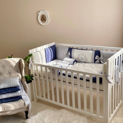 Детское постельное белье с балдахином и бортики в кроватку Маленькая Соня Royal синий Синий 0160183
