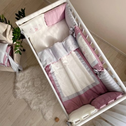Детское постельное белье с балдахином и бортики в кроватку Маленькая Соня Royal пудра Пудровый 016079