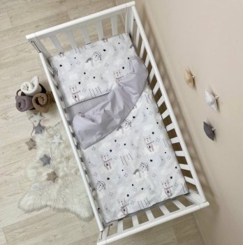 Детское постельное белье в кроватку Маленькая Соня Baby Dream Коты в облаках серый Белый/Серый 0303419