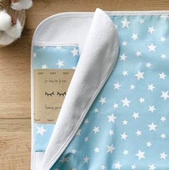 Непромокаемая пеленка для детей Маленькая Соня Звезда россыпь белая на голубом 50х80 см Голубой/Белый 115457