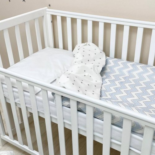 Детское постельное белье в кроватку Маленькая Соня Shine голубой зигзаг Голубой 034707