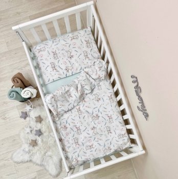 Детское постельное белье в кроватку Маленькая Соня Baby Mix Кролики Мятный/Розовый 0391286