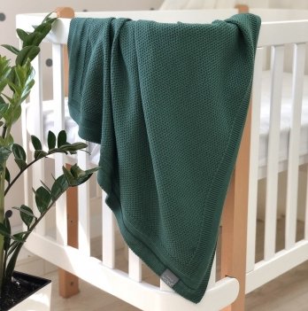 Плед для новорожденных вязаный Маленькая Соня Рогожка Зеленый 9353611