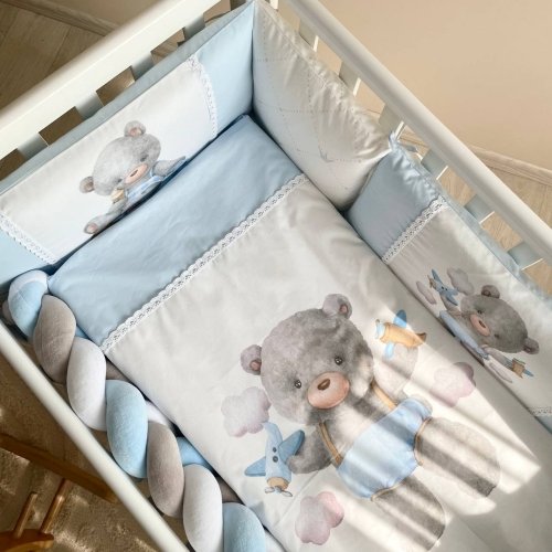 Детское постельное белье и бортики в кроватку Маленькая Соня Kids Toys Мишка Голубой 0269203-1