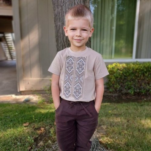 Детская футболка с вышивкой Ladan 2 - 12 лет Кулир Красный DJ4