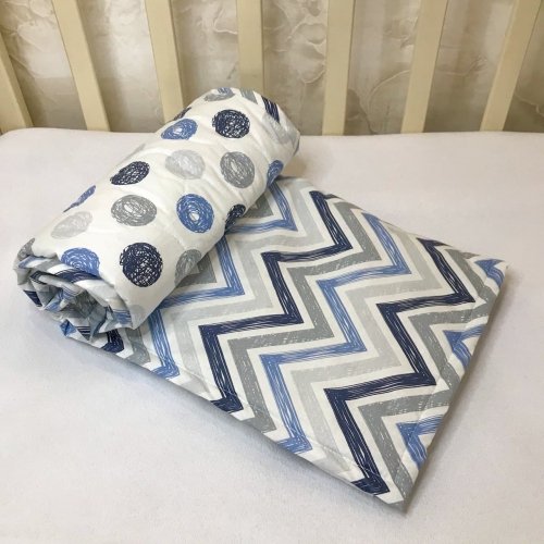 Одеяло для новорожденных демисезонное BetiS Клубочок Ранфорс Белый/Синий 85х95 см 27687131
