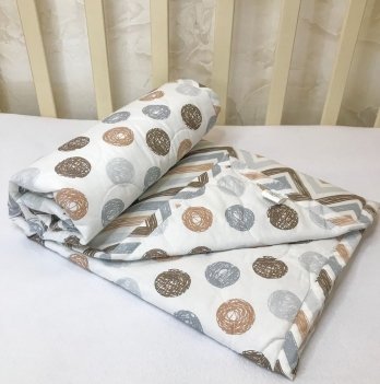 Одеяло для новорожденных демисезонное BetiS Клубочок Ранфорс Белый/Кофейный 85х95 см 27687134