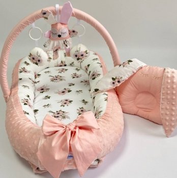 Кокон для новорожденных Happy Luna BabyNest Plush Цветочек Пудровый 0109