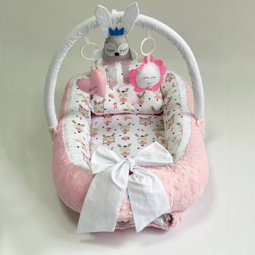 Кокон для новорожденных Happy Luna BabyNest Plush Зайчик 3 Розовый 0114