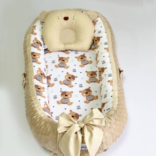 Кокон для новорожденных Happy Luna BabyNest Plush Мишка 3 Бежевый 0142