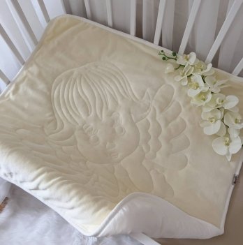 Одеяло для новорожденных демисезонное BetiS Янгол Велюр Молочный 90х90 см 91449252