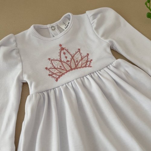 Платье для крещения девочке BetiS Принцеса 0 - 18 мес Интерлок Белый/Пудровый 91449327
