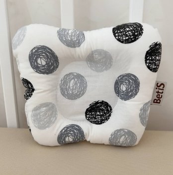Ортопедическая подушка для новорожденных BetiS Клубочок Ранфорс Белый/Серый 18х22 см 91449276