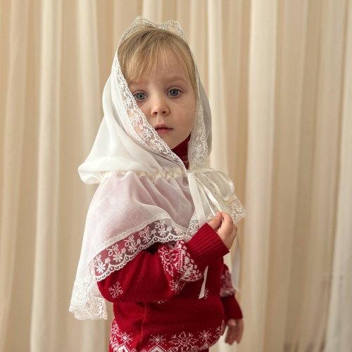 Церковный платок для девочки BetiS Чарівна світлинка Шифон Молочный 60х90 см 27685631