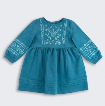 Платье вышиванка на девочку Bembi ЕТНNО 2 - 5 лет Микровельвет Бирюзовый ПЛ406