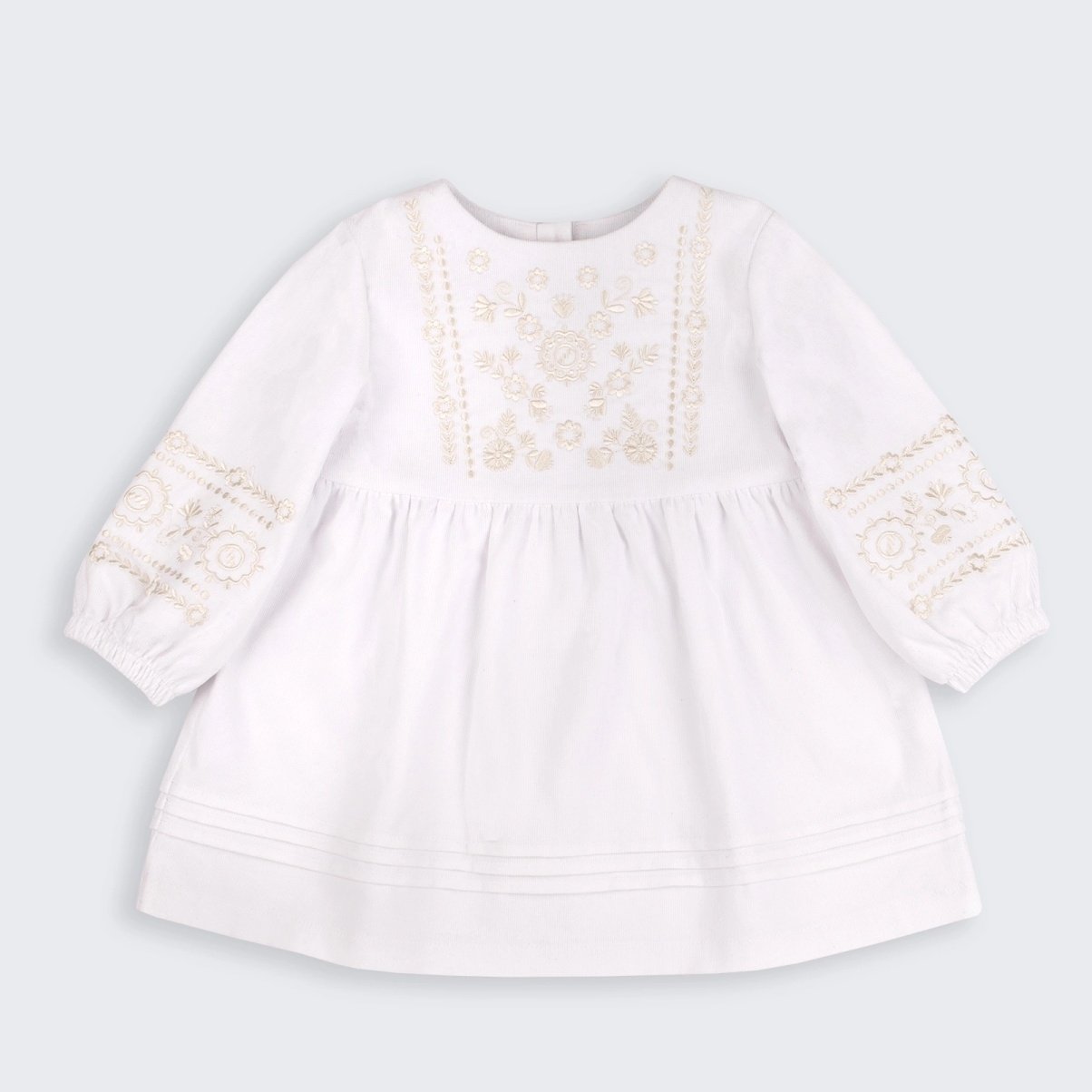 Платье вышиванка на девочку Bembi ЕТНNО 9 - 18 мес Микровельвет Белый ПЛ406