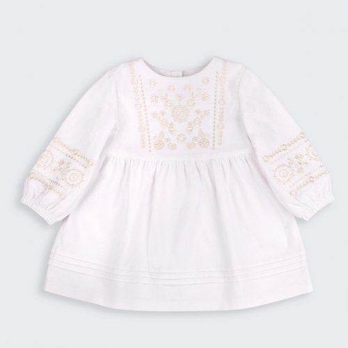 Платье вышиванка на девочку Bembi ЕТНNО 9 - 18 мес Микровельвет Белый ПЛ406