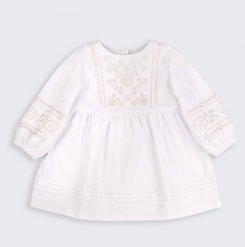 Платье вышиванка на девочку Bembi ЕТНNО 9 - 18 мес Микровельвет Белый ПЛ406