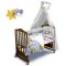 Детское постельное белье и бортики в кроватку Ontario Baby Premium с балдахином Сонный Мишка Белый/Голубой ART-0000434