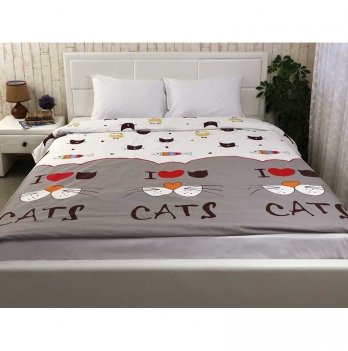 Комплект постельного белья полуторный Руно Му саt_1 Белый/Серый 1.137К_My cat_1