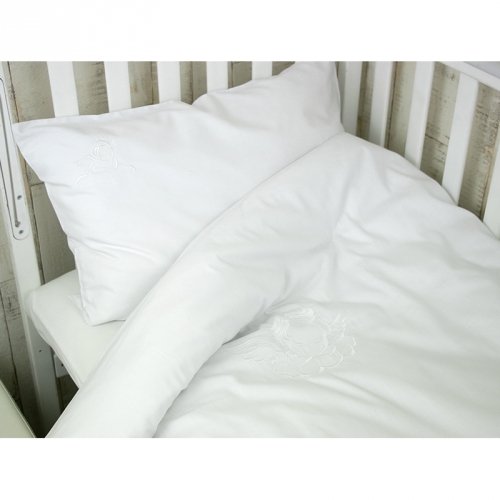 Детское постельное белье в кроватку Руно Ангелочек с вышивкой 60х120 см Белый 932.137ВУ_Янголятко
