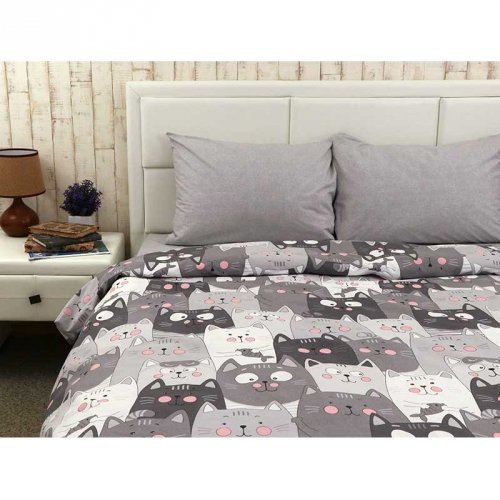 Комплект постельного белья полуторный Руно Grey Cat Серый 677.114Б_Grey Cat