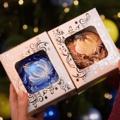 Новогодний шар на елку Santa Shop Петриковка Цветок Золотой 10 см 4820001112269