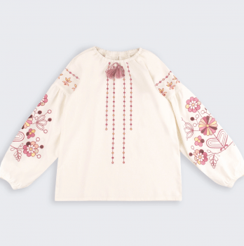 Вышиванка для девочки Bembi ЕТНNО 6 - 13 лет Лен Молочный/Пудровый РБ173