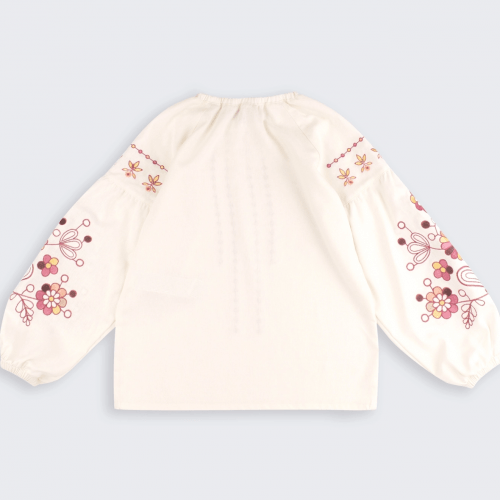 Вышиванка для девочки Bembi ЕТНNО 6 - 13 лет Лен Молочный/Пудровый РБ173