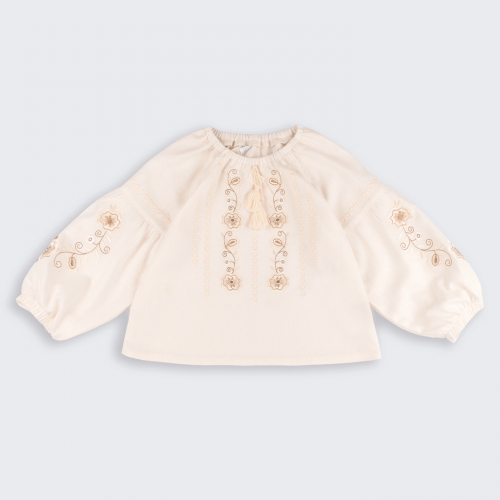 Вышиванка для девочки Bembi ЕТНNО 1,5 - 5 лет Лен Молочный РБ192