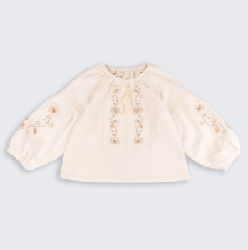 Вышиванка для девочки Bembi ЕТНNО 1,5 - 5 лет Лен Молочный РБ192