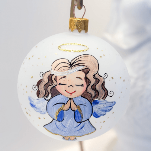 Новогодний шар на елку Santa Shop Ангелики-діти Розумниця Прозрачный/Матовый 8,5 см 4820001112542