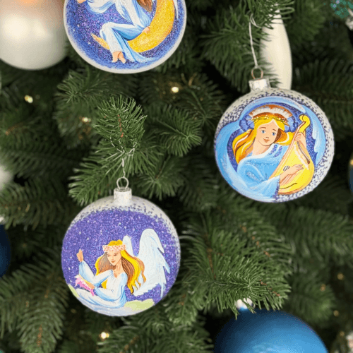 Новогодний шар на елку Santa Shop Ангел с бандурой Голубой 10 см 4820001106732