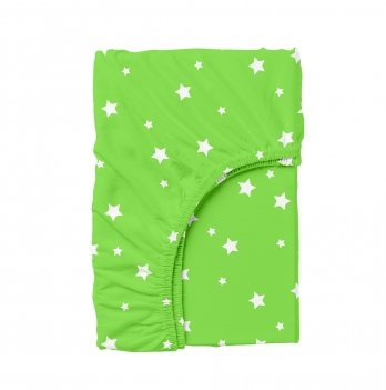 Простынь на резинке для подростков Cosas 90х200х20 см Зеленый/Белый StarFall_Lime_90x200x20