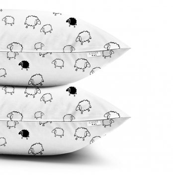 Наволочка на подушку Cosas евро набор 2 шт 50х70 см Белый/Черный SetPillow_Sheep_50х70