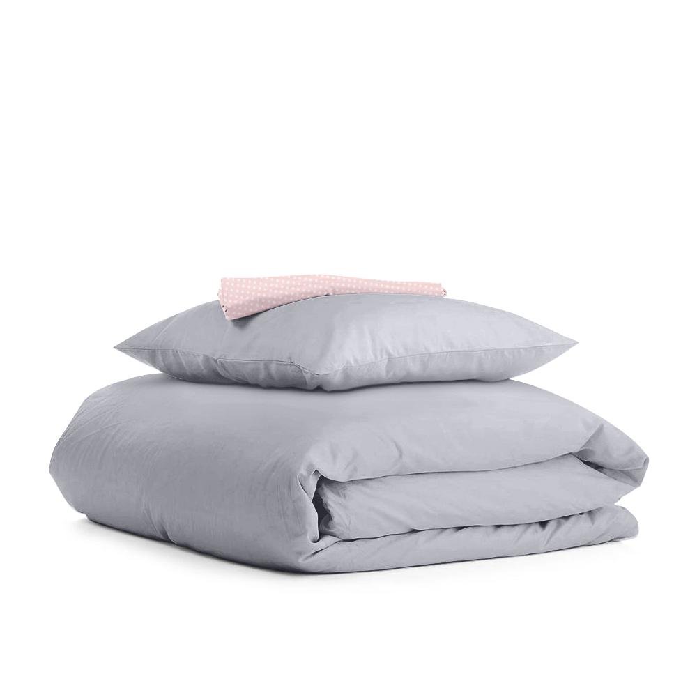 Детское постельное белье в кроватку Cosas 110х140 см Серый Ranfors_Grey_DotsRose_140 Детское постельное белье в кроватку Cosas 110х140 см Серый Ranfors_Grey_DotsRose_140