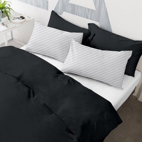 Наволочка на подушку Cosas евро набор 4 шт 50х70 см Серый/Черный Set4Pillow_Black_LineGrey_50х70
