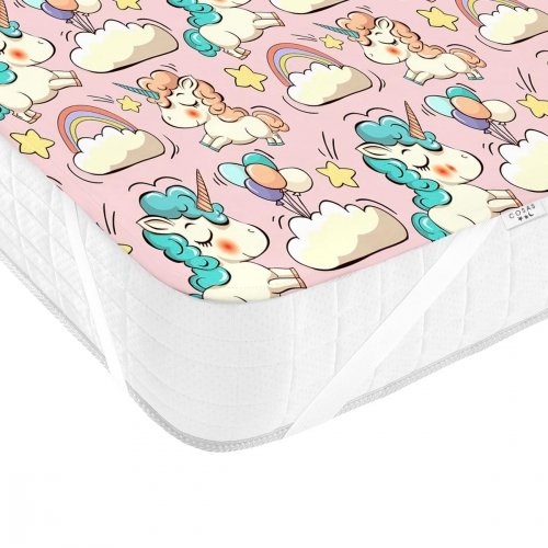 Непромокаемая пеленка для детей Cosas 70х120 см Розовый/Бирюзовый Diaper_UnicornRose_120