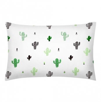 Наволочка на подушку для подростков Cosas евро 50х70 см Белый/Зеленый Cactus_50